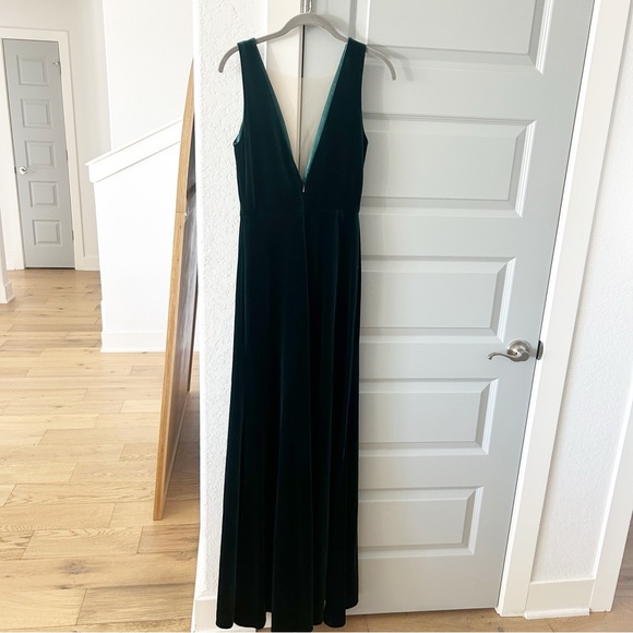 New Anthropologie Jenny Yoo Logan Deep V Velvet Column Gown - Picture 5 of 9